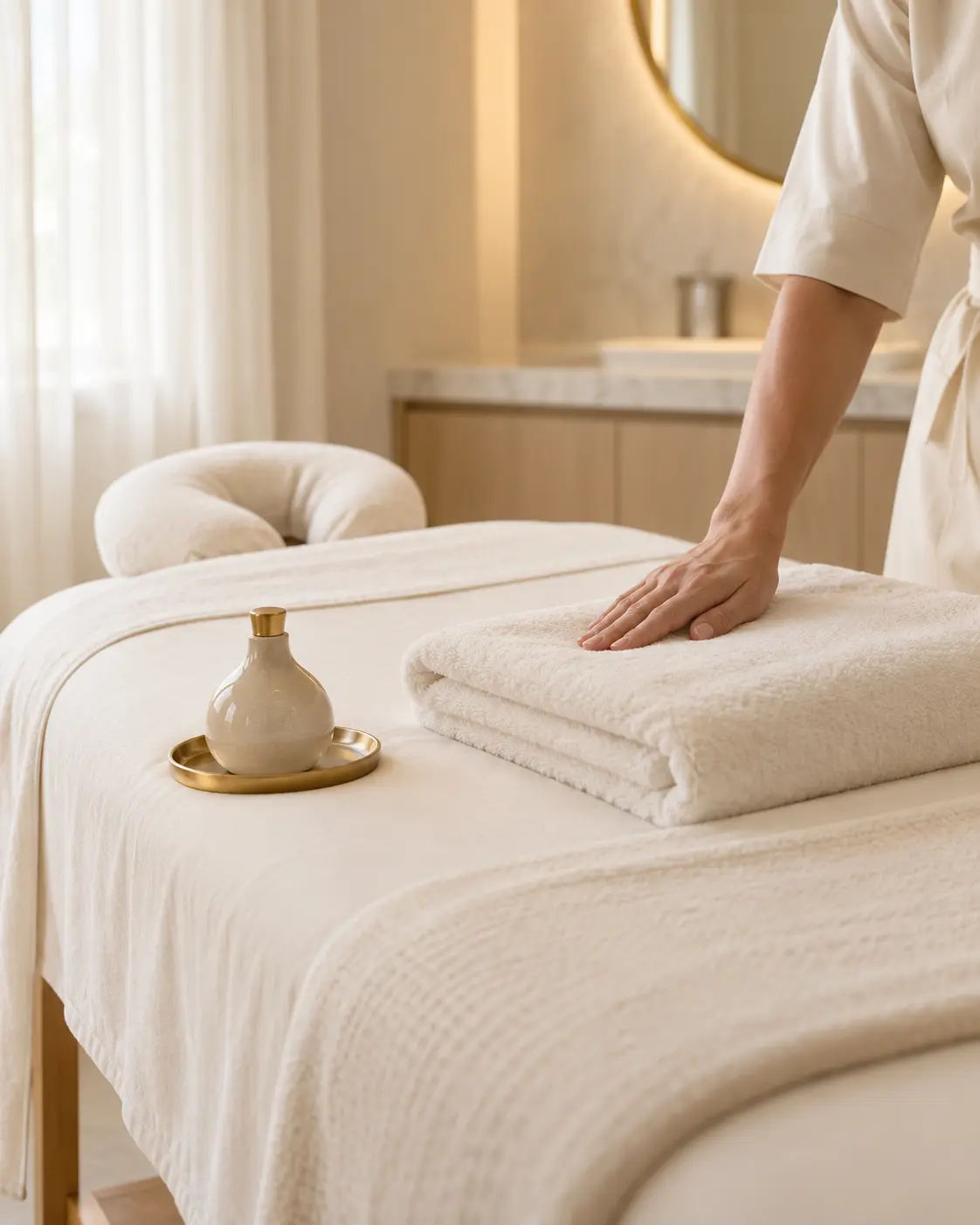 Rustige voorbereiding voor een massagebehandeling